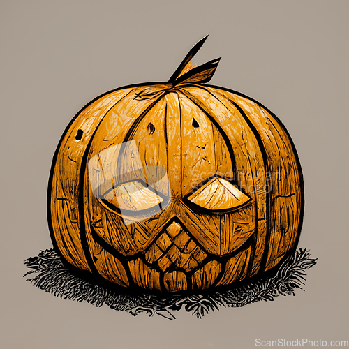 Image of Halloween pumpkin angry cartoon character concept of monsters an