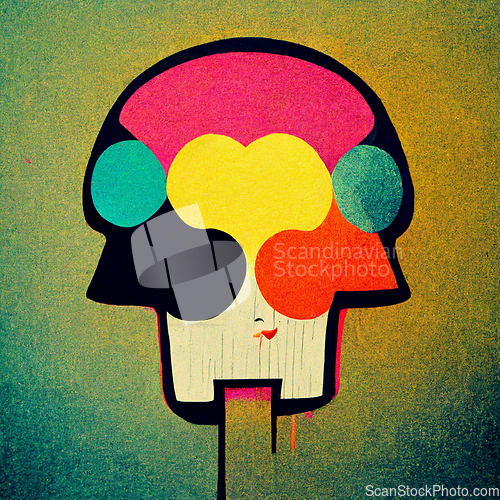 Image of Colorful creative human brain. Cartoon style.