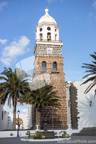 Image of Church of our lady of Guadalupe or iglesia de nuestra senora de guadalupe, seen from the Plaza de la Constitution in Teguise, Lanzarote, Spain