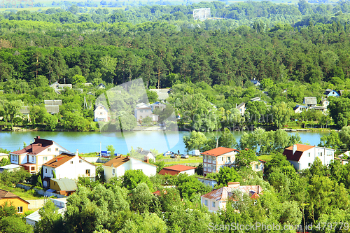 Image of country houses at picturesque lake