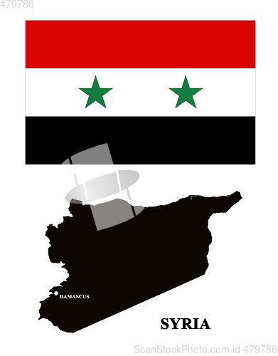 Image of map of Syria and its flag