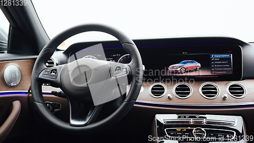 Image of The luxury modern car Interior. Shallow dof.