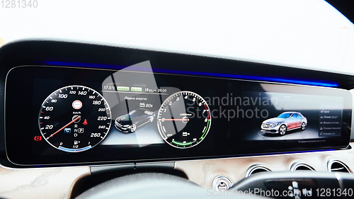 Image of The luxury car dashboard. The Modern technology