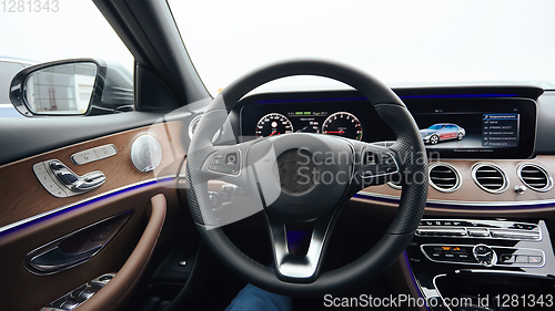 Image of The luxury modern car Interior. Shallow dof.