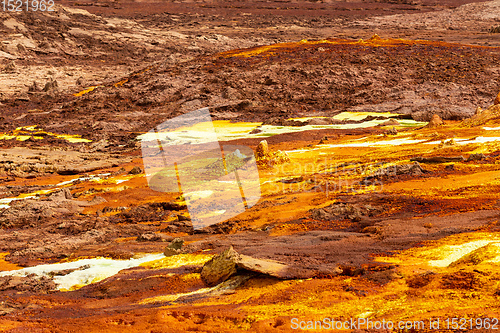 Image of moonscape of Dallol Lake, Danakil depression Ethiopia