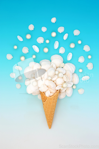 Image of Seashell and Pearl Surreal Summer Ice Cream Cone