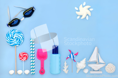 Image of Beach Accessories with Sun and Sea  Protection 