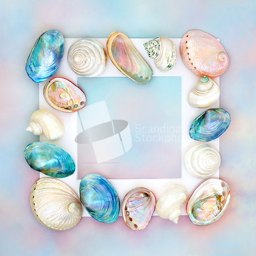 Image of Mother of Pearl Seashell Background Border