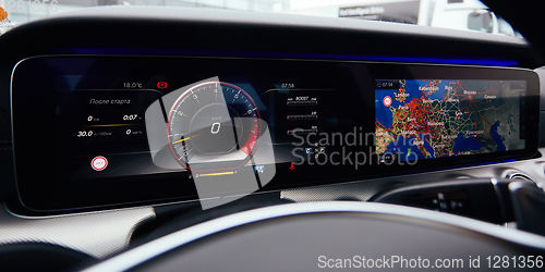 Image of The luxury car dashboard. The Modern technology