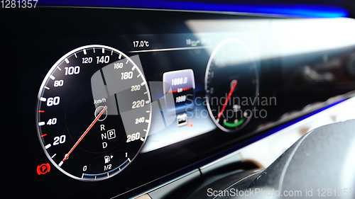 Image of The luxury car dashboard. The Modern technology