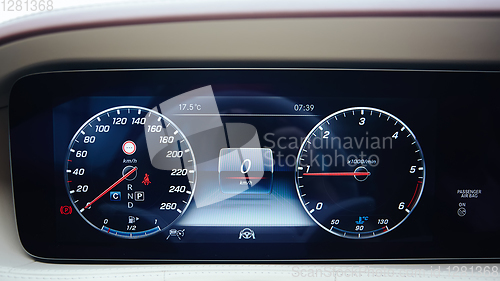 Image of The luxury car dashboard. The Modern technology