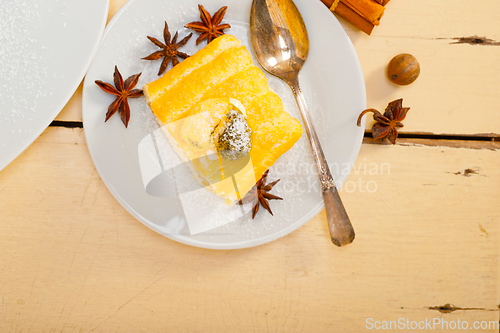 Image of cream roll cake dessert and spices