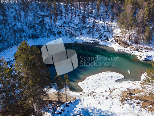 Image of Aerial view of winter blue lakes