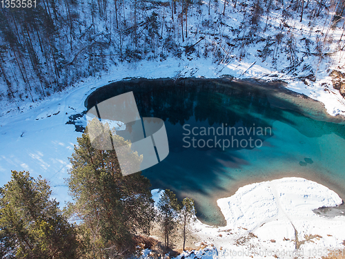 Image of Aerial view of winter blue lakes