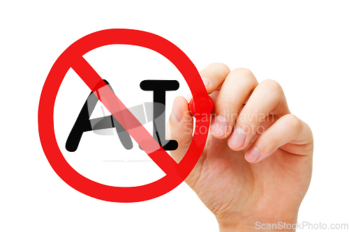 Image of No AI Artificial Intelligence Prohibition Sign Concept