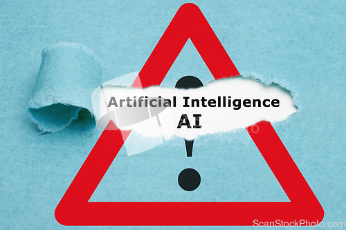 Image of AI Artificial Intelligence Risks Attention Sign Concept