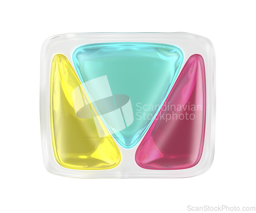 Image of Laundry detergent pod, front view
