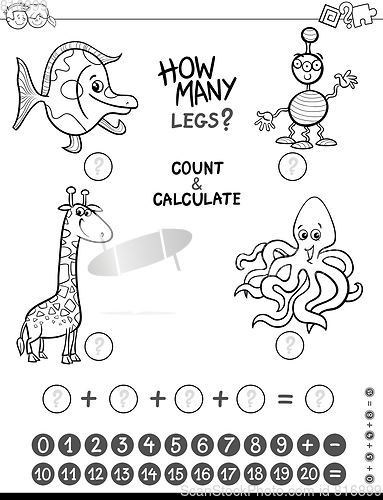 Image of maths game coloring page
