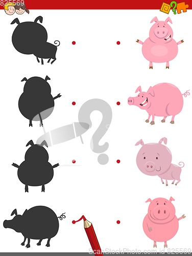 Image of shadow activity with pig animals
