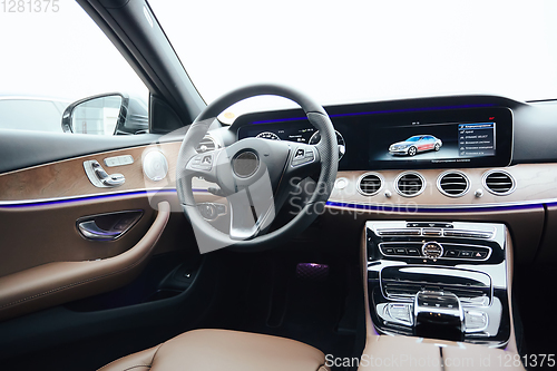 Image of The luxury modern car Interior. Shallow dof.