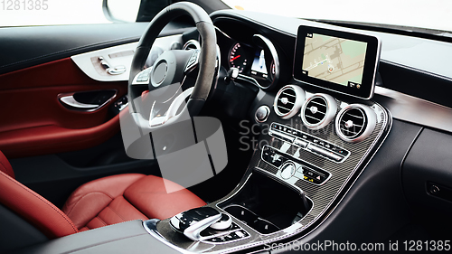 Image of The luxury modern car Interior. Shallow dof.