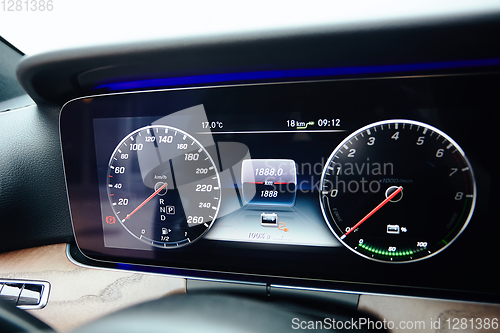 Image of The luxury car dashboard. The Modern technology