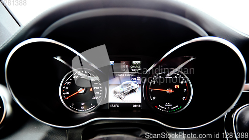 Image of The luxury car dashboard. The Modern technology