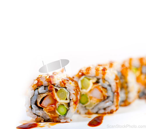 Image of fresh sushi choice combination assortment selection