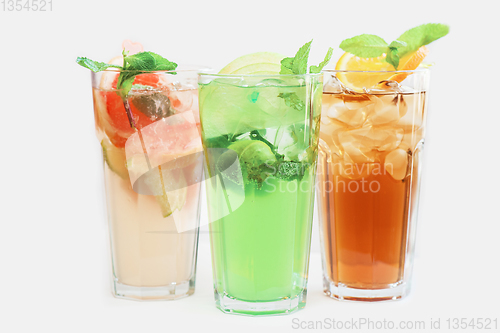 Image of Close up view of summer fresh cocktails