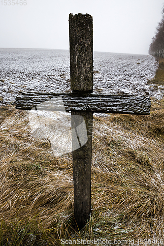 Image of old wooden Catholic cross