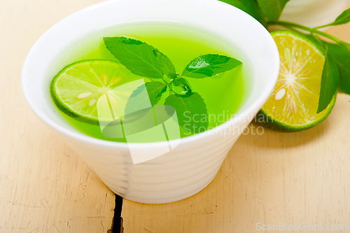 Image of mint infusion tea tisane with lime