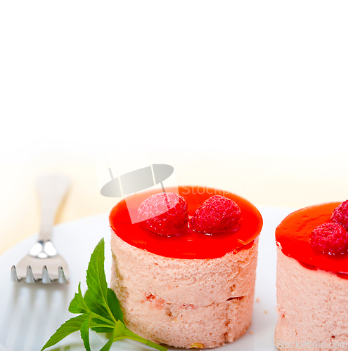 Image of fresh raspberry cake mousse dessert