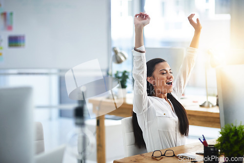 Image of Yawn, stretching or tired woman with burnout in call center overworked or overwhelmed by telecom deadline. Fatigue, exhausted girl or female sales agent yawning while networking overtime at help desk