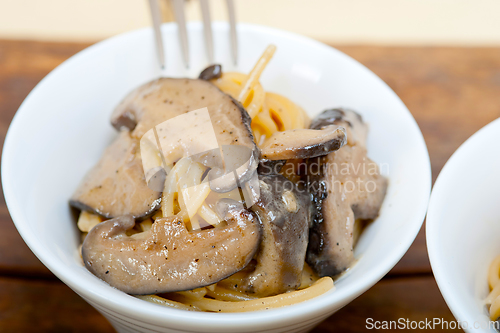 Image of Italian spaghetti pasta and mushrooms