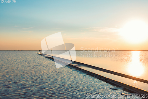 Image of Beauty sunset on salty lake