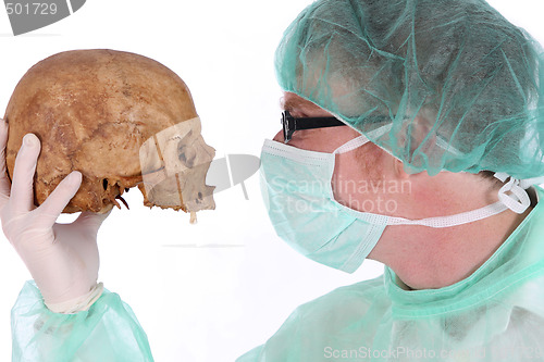 Image of surgeon with skull