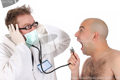 Image of funny doctor and patient 