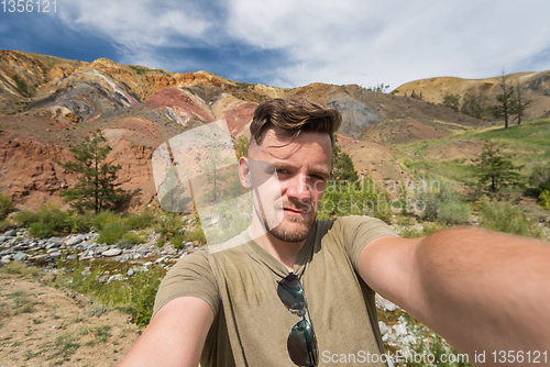 Image of Selfie of family in mountain