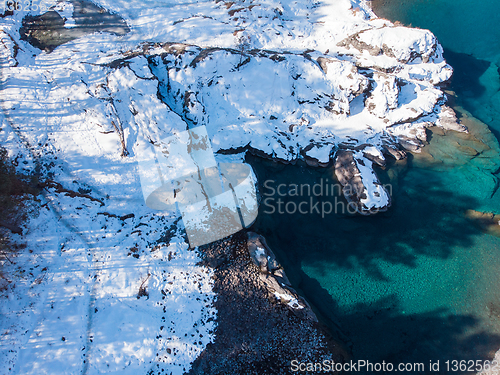 Image of Aerial view of winter blue lakes