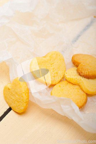 Image of heart shaped shortbread valentine cookies