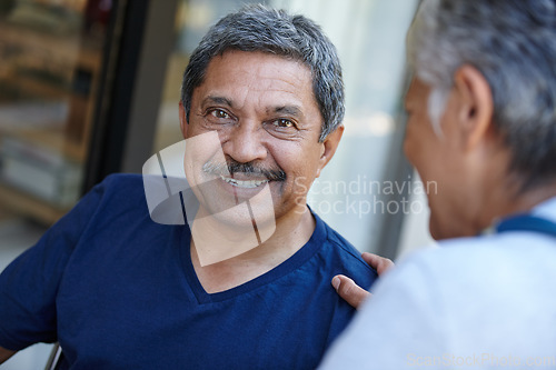 Image of Senior, smile and portrait of couple bonding, having fun and enjoying quality time together. Face, love and man and woman in retirement, elderly and relax, talking and conversation with happiness.