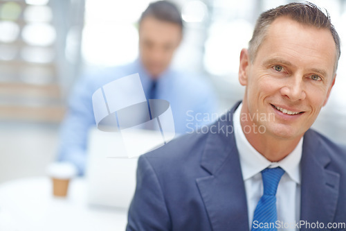 Image of Leader, office portrait or happy man, business manager or expert working in banking, stock exchange or investment job. Professional person, finance broker or corporate face of crypto trader smiling