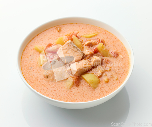 Image of bowl of salmon soup