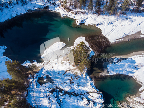 Image of Aerial view of winter blue lakes