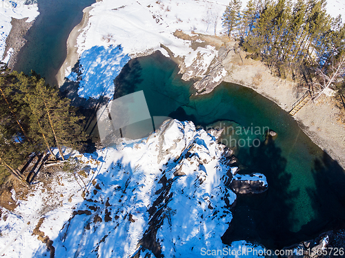 Image of Aerial view of winter blue lakes