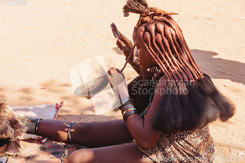 Image of Himba woman with in the village, namibia Africa