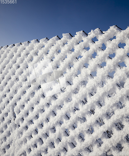 Image of mesh netting and frost
