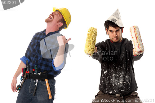 Image of construction worker and house painter