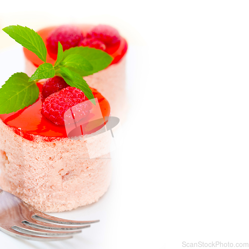 Image of fresh raspberry cake mousse dessert