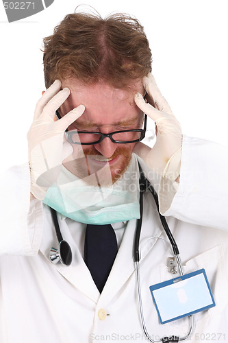 Image of doctor having headache 